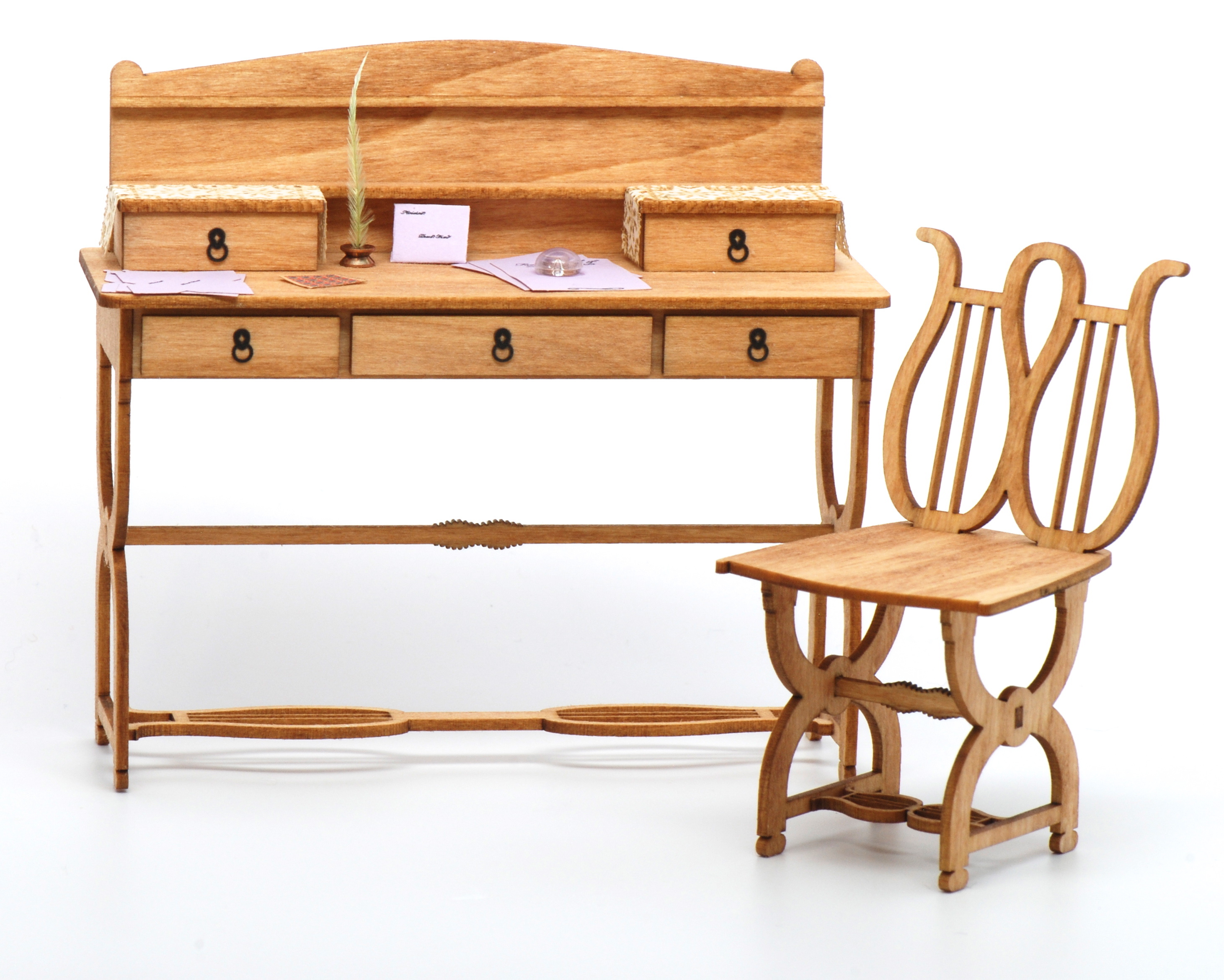 112 Music Motif Desk & Chair kit with Accessories Stewart Dollhouse